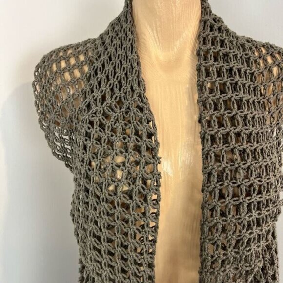 Vintage Women’s One Size Knit Crotchet Cardigan Shawl Wrap Fishnet Grunge - Picture 6 of 10